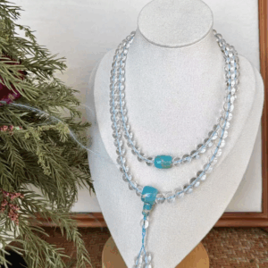 Chaplet: 108 White Crystal (Turquoise) D106