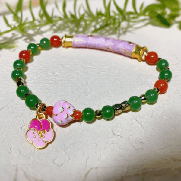 Bead Bracelet: Purple Fortune Golden Lotus D29